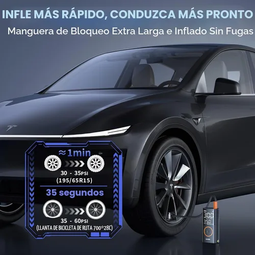 Vista 2 de OlarHike Compresor de aire portátil para inflador de neumáticos, sistema de manguera dual inteligente, bomba de aire automática para neumáticos