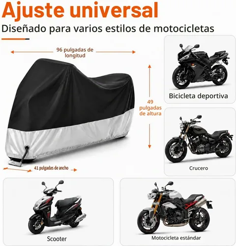 Vista 2 de Cubierta de motocicleta, cubierta de moto para todas las estaciones, universal, impermeable, a prueba de polvo y del sol, protección al aire libre