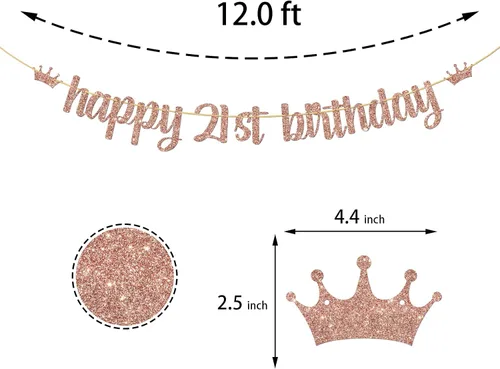 Vista 2 de Cartel de feliz cumpleaños 21, suministros de decoración de fiesta de cumpleaños de 21 años de Byebye, cartel colgante de fiesta de felicitación a