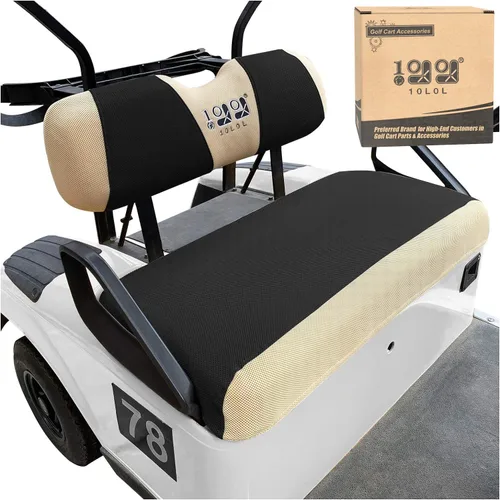 Vista 9 de 10L0L Fundas de asiento de carrito de golf para EZGO TXT RXV y Club Car DS 2000-up, tela de malla de aire transpirable lavable, color beige y azul