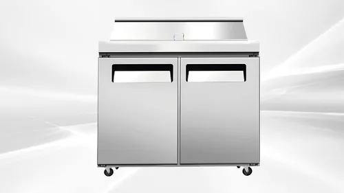 Vista 6 de cooler depot Mesa refrigerada comercial de preparación de sándwich de 2 puertas 36 "ensalada pizza mercancía Worktop NSF mesa de preparación