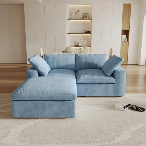 Vista 66 de Cloud - Sofá modular convertible de 80.3 pulgadas en forma de L para sala de estar con otomana de almacenamiento, sofás profundos minimalistas, Negro