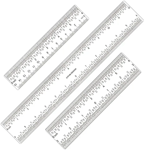 Vista 10 de Regla cuadrada en T transparente de acrílico de 12 pulgadas/11.8 in, en pulgadas y métrica, regla cuadrada T, transparente, regla en T