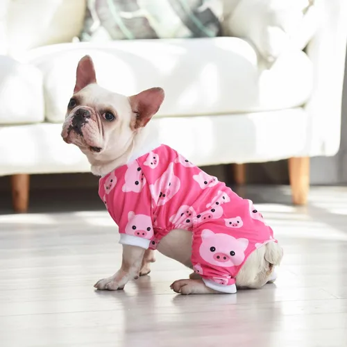 Vista 5 de CuteBone - Pijama de Halloween para perro, enterizos para cachorros, ropa suave para gatos, abrigo de Navidad para mascotas, cómodo traje de cuerpo