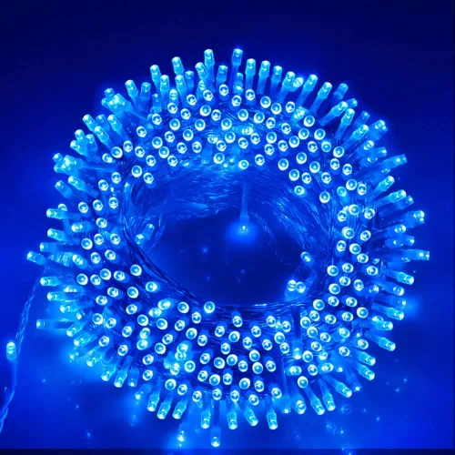 Vista 14 de Luces de Navidad azules enchufables de 66 pies, 200 luces LED conectables para árbol de Navidad, 8 modos de luces de cadena para interiores