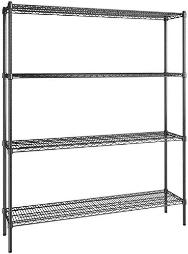 Vista 185 de Kit de 4 estantes de epoxi verde NSF de 21 x 72 pulgadas con postes de 86 pulgadas, estantería de almacenamiento resistente, kit de estantería