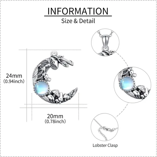 Vista 5 de YAFEINI Joyería de hongos de plata de ley 925 con piedra lunar, aretes colgantes de hongos, regalos de hongos para mujeres y niñas, Piedra lunar
