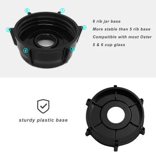 Vista 3 de Para Oster Blender Piezas de Repuesto Blender Cuchilla de Trituradora de Hielo con Tapa Base de 2 Tarros y Junta de Anillo de Sellado de Anillo O