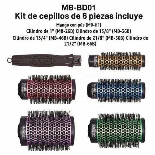 Vista 2 de Olivia Garden MultiBrush - Cepillo térmico desmontable no eléctrico con barril de cerámica