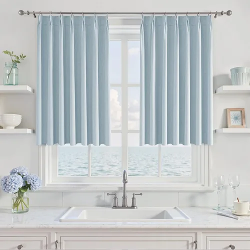 Vista 30 de UHITECH Cortinas plisadas pequeñas de 35 pulgadas de largo, cortinas opacas cortas para ventanas de sótano, aislamiento térmico, cortinas opacas