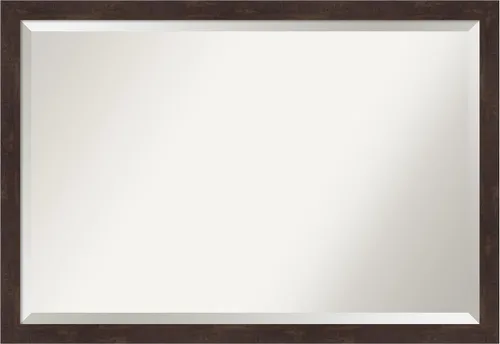 Vista 71 de Amanti Art Espejo de pared marrón de 26 x 22 pulgadas, espejo rectangular de baño de Alejandría marrón rústico para decoración de pared, sala