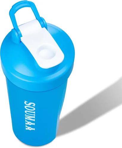 Vista 5 de Botella mezcladora de proteínas de 20 onzas, sin BPA, duradera, a prueba de fugas con tapa de bloqueo y bola mezcladora de acero inoxidable