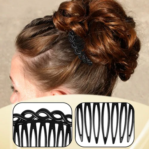 Vista 4 de COMNICO Juego de 6 peines laterales franceses para mujer, juego de accesorios de peine de pelo de plástico, pinzas decorativas para el cabello