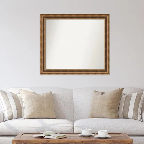 Vista 639 de Amanti Art Espejo de pared personalizado no biselado (25 x 25 pulgadas), marco de bronce acentuado, varios tamaños personalizados, espejo de baño