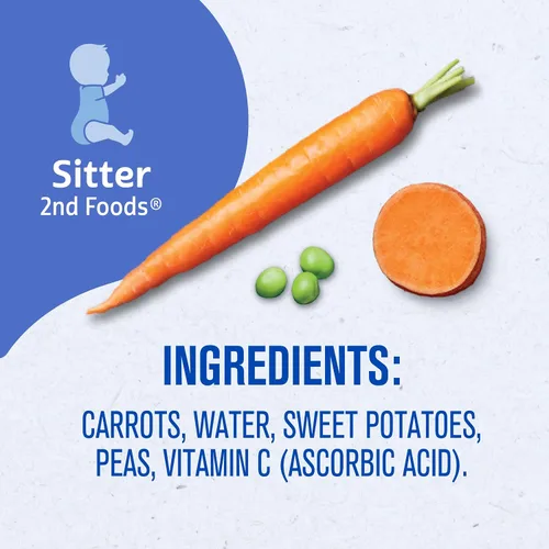 Vista 8 de Gerber Baby Food 2nd Foods Blends, Puré de Zanahoria Batata y Guisante, Poder Vegetal, Natural y Sin OGM, Tubos de 4 Onzas, Paquete de 2