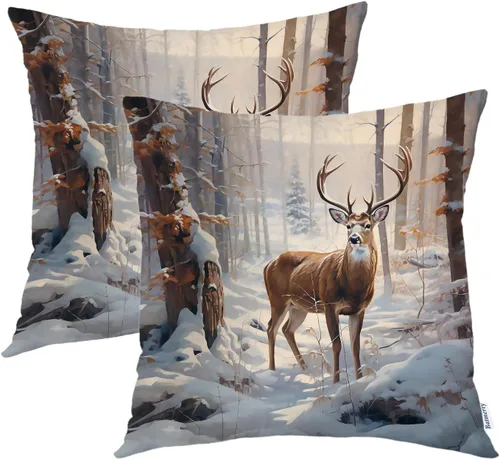 Vista 150 de Batmerry Autumn Pumpkin Templeton Throw Pillow Covers, Green Leaves Paths Forests Decorative Pillow Covers Digital Printing Blended for Couch Sofa