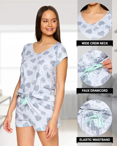 Vista 2 de bebe Conjunto de camisa de manga corta y pantalones cortos de pijama para mujer