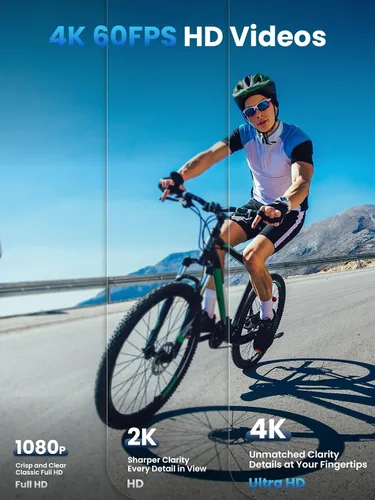 Vista 4 de AKEEYO -710Pro EIS Bike Cámara, 4K28FPS 20MP WiFi Cámara de acción con cámara impermeable IP66 Ultra HD, visión gran angular de 142° con tarjeta