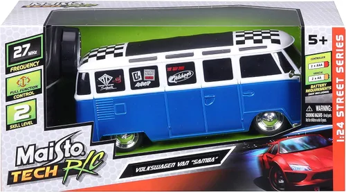 Vista 8 de Maisto 1:24 RC VW Van Samba 2.4GHZ Vehículo de control remoto, blanco/azul (81529-00000009)