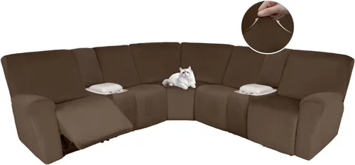 Vista 28 de HDCAXKJ Fundas de sofá seccional reclinable de terciopelo, cubierta de sofá seccional en forma de L, lavable, elástica, suave, para rincón