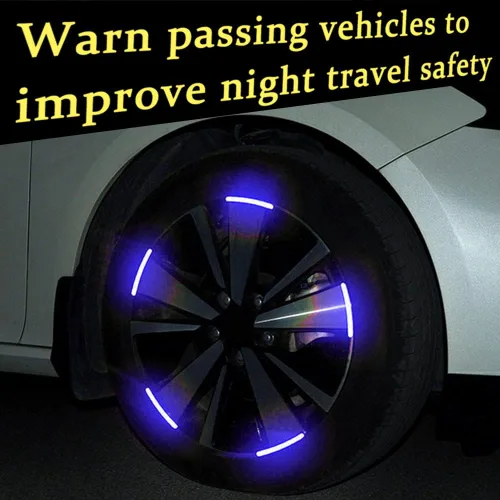 Vista 7 de 20 piezas de calcomanías reflectantes decorativas para ruedas de coche, cinta adhesiva de advertencia de seguridad nocturna, calcomanías