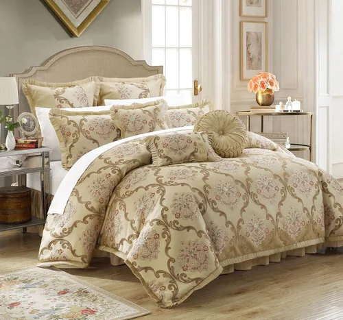 Vista 2 de Chic Home Aubrey Decorator juego completo de 9 piezas de ropa de cama con estilo tapicería y diseño Jacquard + almohadas