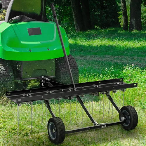 Vista 7 de YITAMOTOR Descompactador de Remolque de 40 Pulgadas, Rastrillo Descompactador para Césped con 20 Dientes de Acero de Resorte y Mango de Elevación