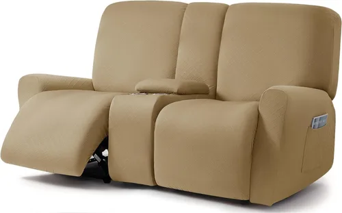 Vista 14 de ULTICOR Fundas para sofá reclinable de 8 piezas con diseño de jacquard cuadrado, fundas elásticas para sofá reclinable de 3 cojines, gruesas, suaves
