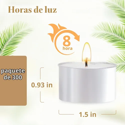 Vista 2 de Paquete de 300 velas de té, 8 horas de tiempo de combustión, velas de té