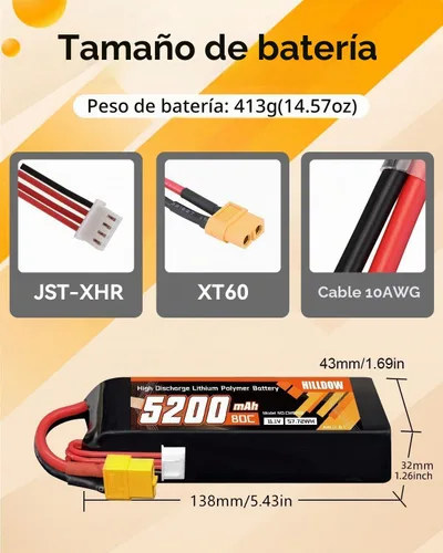 Vista 3 de Hilldow 3S Lipo Batería 80C 11.1V 5200mAh Soft Case RC Lipo Batería con conector XT60 para RC Avión Helicóptero Quadcopter Drone 1pcs