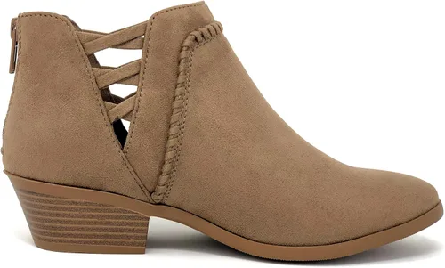 Vista 2 de Soda Sincere - Botines de tacón bajo para mujer con correas elásticas cruzadas