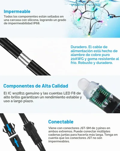 Vista 3 de ALITOVE WS2811 - Luz LED direccionable de píxeles, 50 unidades, 5 V, 0.472 in, color de ensueño digital, difusión de color, módulo de píxeles LED