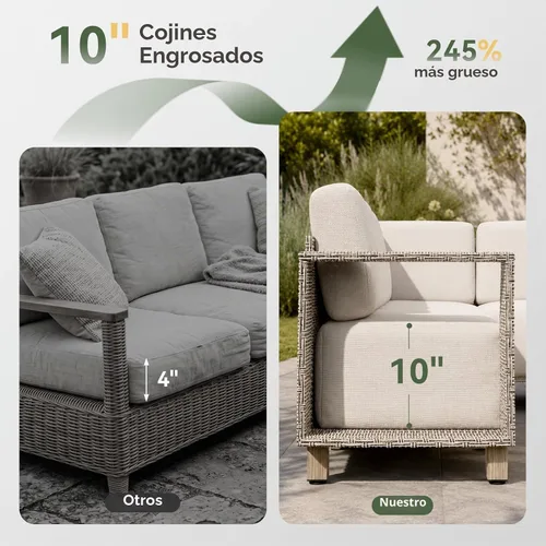 Vista 2 de Aoxun Juego de muebles de patio con cojines de 10 pulgadas de grosor