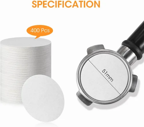 Vista 2 de Aieve Filtro de papel para espresso compatible con la máquina de café espresso Barista Breville, 400 piezas 51 mm Filtro de papel para portafiltro