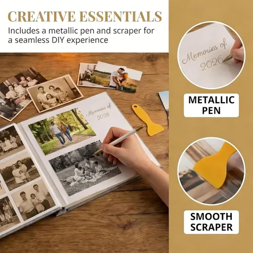 Vista 4 de Álbum de fotos autoadhesivo con páginas para fotos de 4x6, 5x7, 8x10, álbumes de recortes magnéticos con páginas adhesivas, libros con un bolígrafo