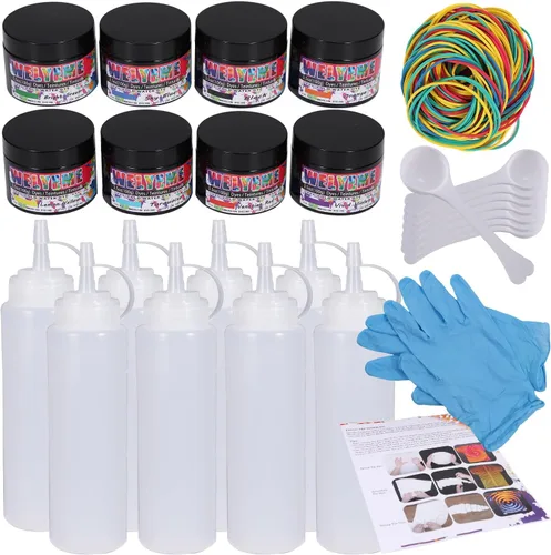 Vista 43 de Polvo de tinte para agua fría, surtido de 8 colores, 7/2-oz. frascos a granel, para teñido anudado, batik, teñido con hielo