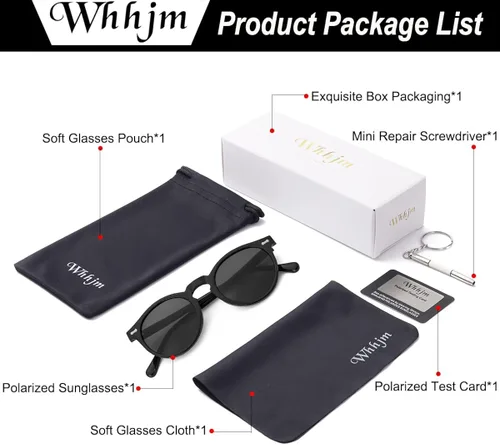 Vista 7 de WHHJM Vintage Polarized Round Sunglasses for Men Women Retro Stylish Black Orange Sunglasses