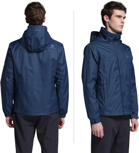 Vista 5 de CAMEL CROWN - Chaqueta impermeable para hombre con capucha cortavientos, resistente al viento y a la lluvia, para senderismo, escalada, viajes.