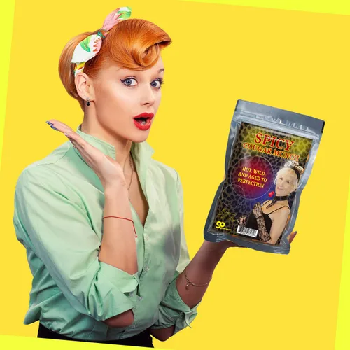 Vista 6 de Mezcla de condimentos picantes Cougar Munch - Divertido diseño de abuela caliente - Regalos comestibles para hombres - Mezcla picante, hecha