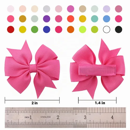 Vista 2 de 60 piezas de broches para el pelo con lazos para bebés: broches de 2 pulgadas totalmente forrados para bebés y niñas (30 pares)