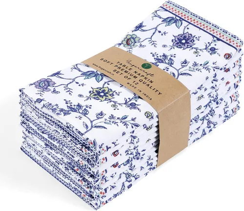 Vista 62 de Fingercraft - Juego de 12 servilletas de tela de mezcla de algodón y lino, con estampado, perfecta para fiestas, cenas, bodas, cócteles y Navidad