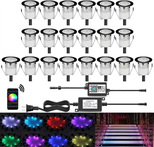Vista 49 de Kits de luces LED empotrables para cubierta con carcasa protectora, iluminación LED de paisaje al aire libre IP67 impermeable, CC 12 V de bajo Azul