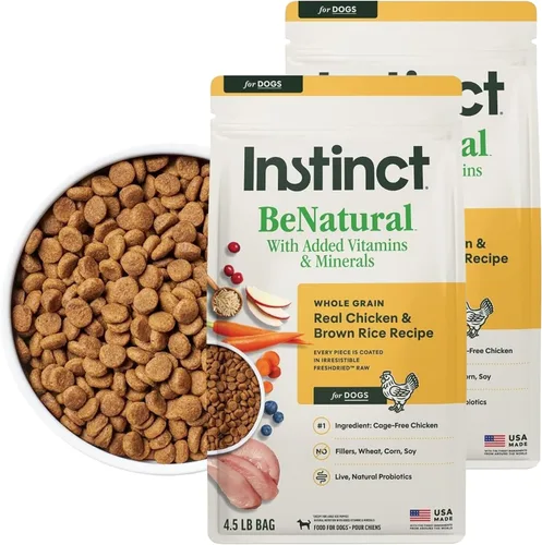 Vista 9 de Instinct Be Natural, alimento seco natural para perros, croquetas con recubrimiento crudo - pollo real y arroz integral, bolsa de 4.5 lb