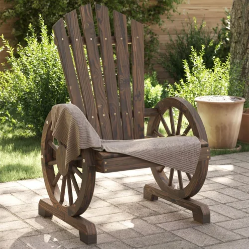 Vista 12 de Garden Adirondack Chair, 2-Seater Solid Fir Wood, Natural Brown Finish, Ergonomic Outdoor Patio Seating, Balcony Furniture