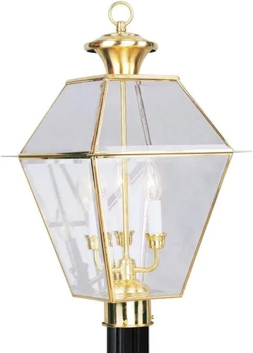Vista 15 de Livex Lighting 2384-91 - Farol transitorio de tres luces post-top de Westover Collection en Pwt, Nckl, B/S, Slvr. acabado, 12.00 pulgadas