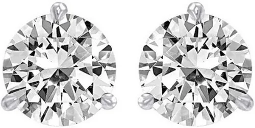 Vista 3 de 1/4 Carat Solitaire Diamond Stud Earrings Round Brilliant Shape 3 Prong Push Back (H-I Color, VS1-VS2 Clarity)