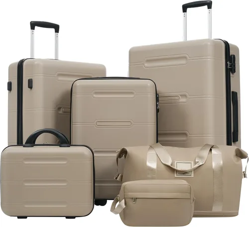 Vista 72 de Merax 3 piezas expandible ABS Hardshell equipaje Sets Spinner Wheel Maleta TSA Lock Suit Case, Apertura frontal negra, Juego de 2 piezas, Maleta