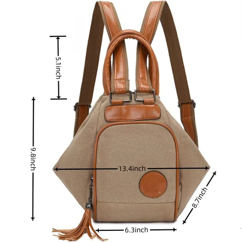 Vista 5 de Bolsos de lona y monederos para mujer, mochila convertible, bolsa de hombro, pequeña bolsa casual