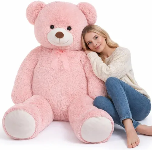 Vista 23 de HollyHOME Oso de peluche grande para cumpleaños y día de San Valentín, peluche para niños y novia, 36 pulgadas, color beige