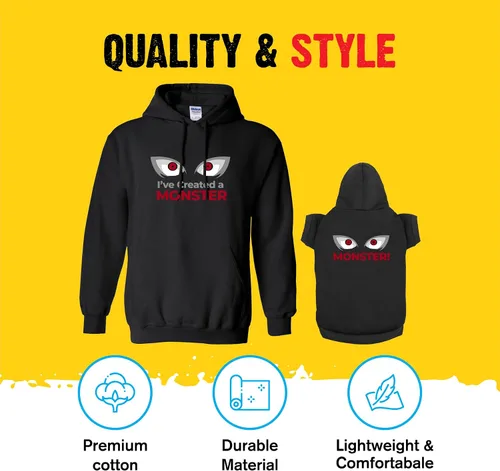 Vista 2 de APPARELYN Sudaderas con capucha a juego para perros y seres humanos – Conjunto de sudadera suave para perro – Sudadera con capucha premium